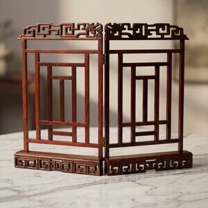 Vintage Chinese Carved Rosewood Folding Decorative Tabletop Stand photo Holder